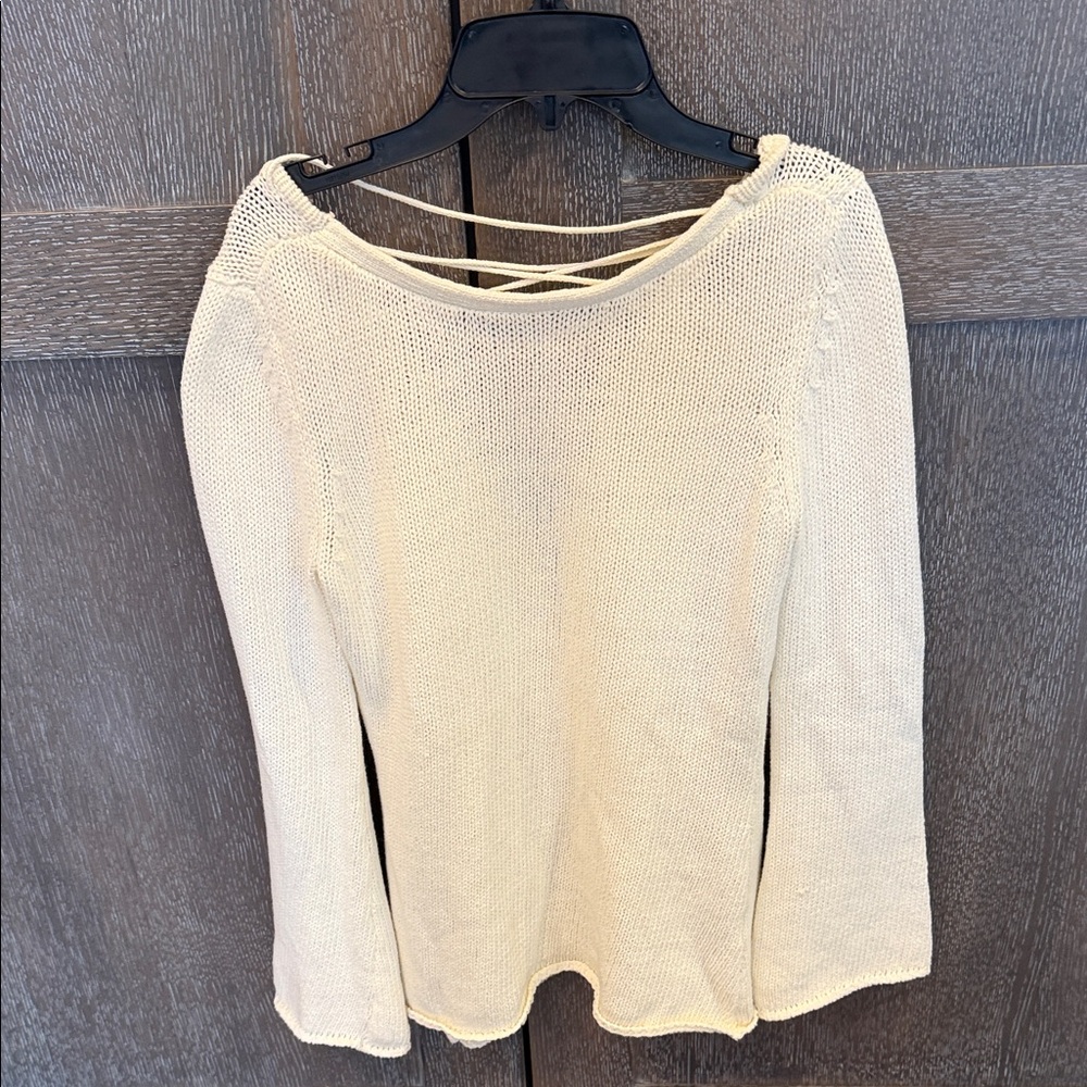 Central Park West Cream Knit Sweater with Crisscross Back. XS. Great condition
